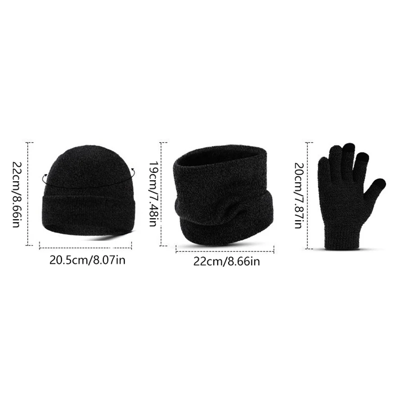 Ensemble bonnet et écharpe pour homme, ensemble de gants doux et chauds, bonnets, cache-cou, écran tactile, sourire, hiver