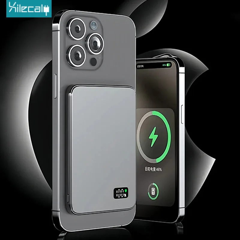 

Xilecaly Ultra thin Alloy Powerbank Magnetic Power Bank Wireless Fast Charger For iPhone 16 15 13 14 Backup battery For Magsafe