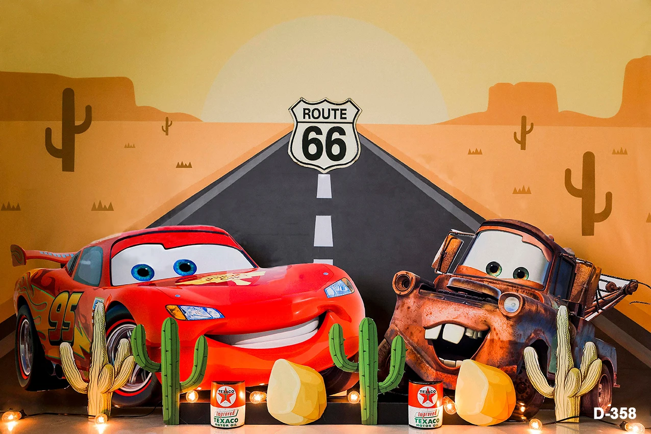 Disney Cars Race Photography fondali Lightning McQueen Cartoon Birthday Photozone Photocall Child Background Baby Boy