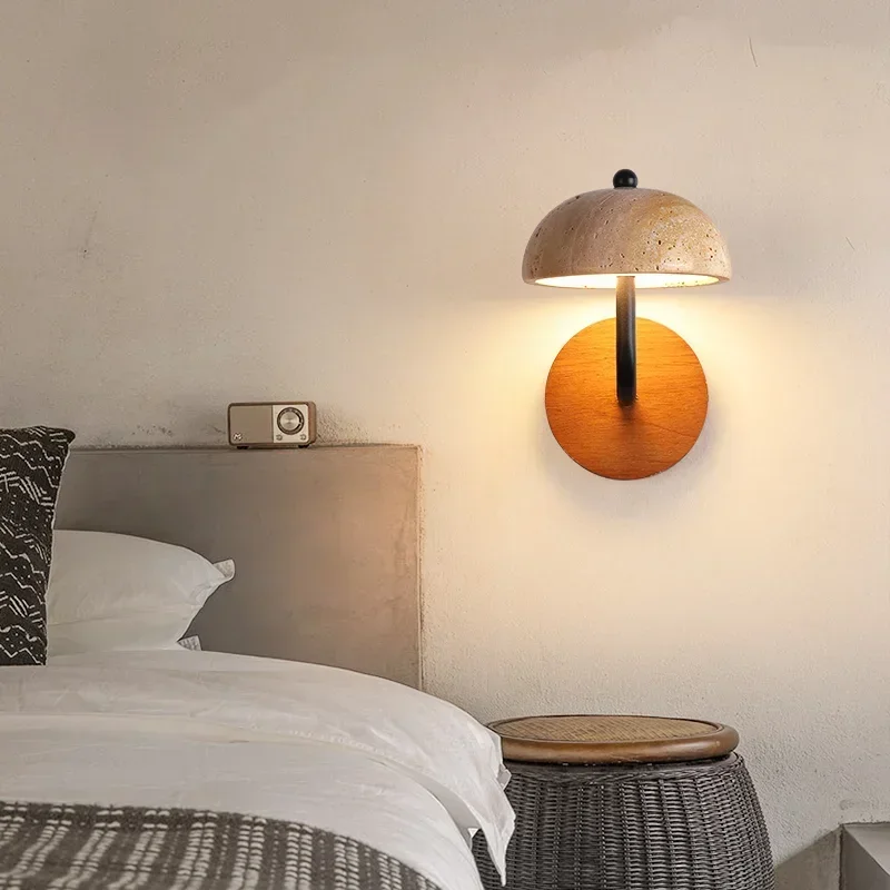 Vintage Retro Mushroom Shape Natural Stone Art Wall Lamp LED Lights Decor Sconce Living Room Decorations For Home Luxury image 5