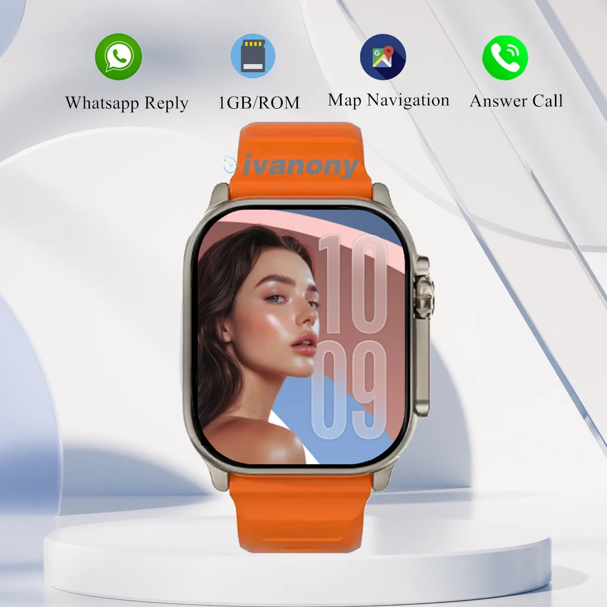 

Amoled Smart Watch H26 Ultra Plus Receive/Dial Call Whatsapp Reply Message 1GB Memory Compass Map Navigation 2.04inch Smartwatch