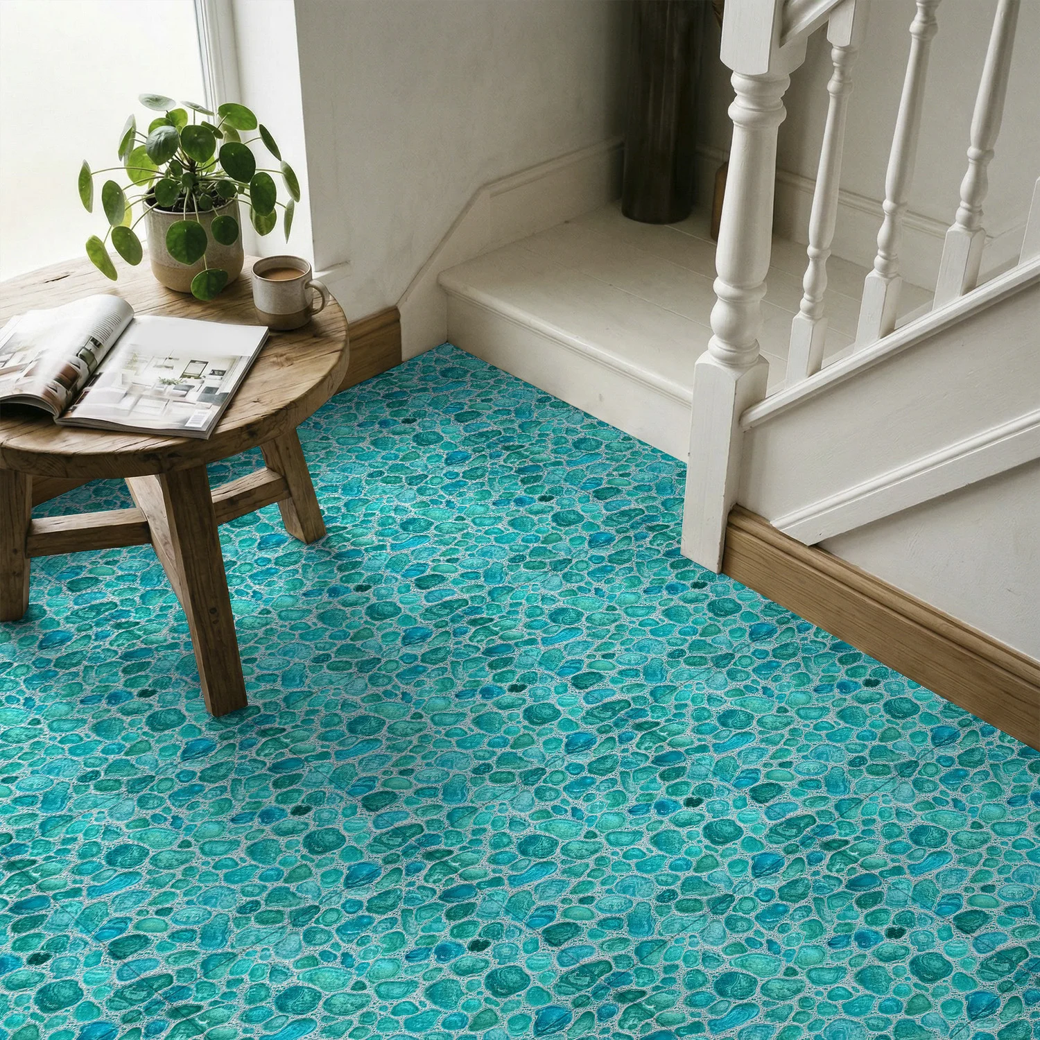 Pebble pattern floor sticker 30x30cm 20x20cm matte self-adhesive bathroom kitchen floor decoration