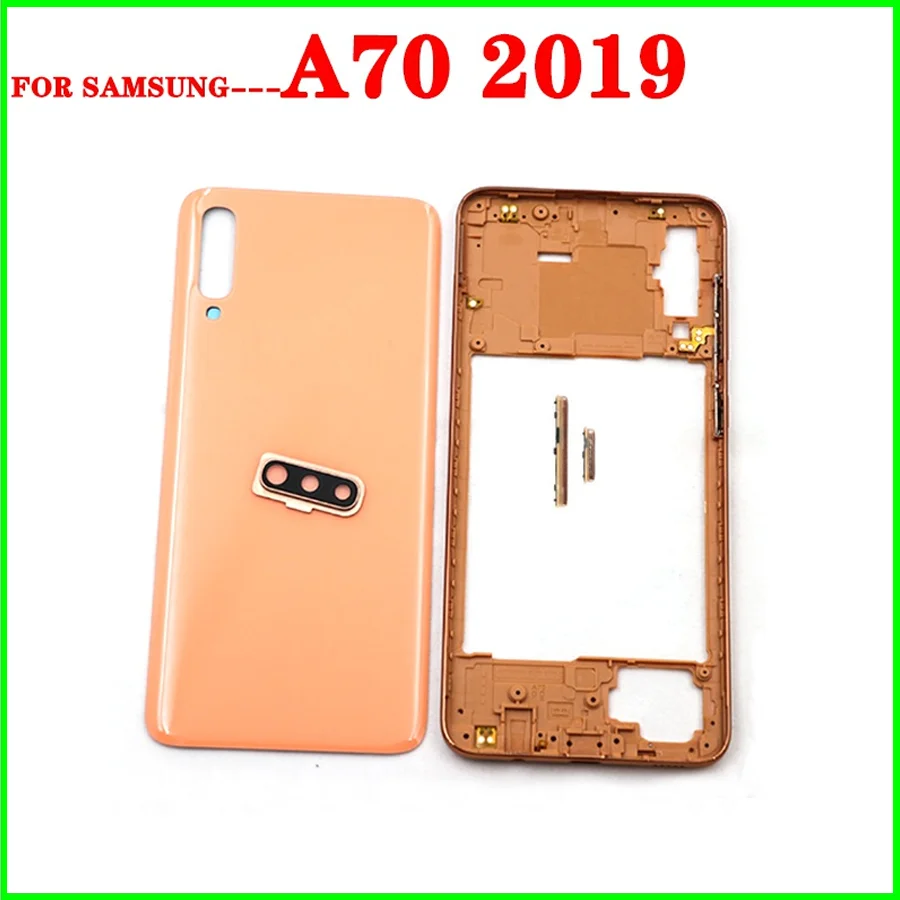 Rear Full Housing Frame For SAMSUNG Galaxy A70 2019 A705 Back Battery Door Cover Case Housing +Middle Frame Button Camera Lens