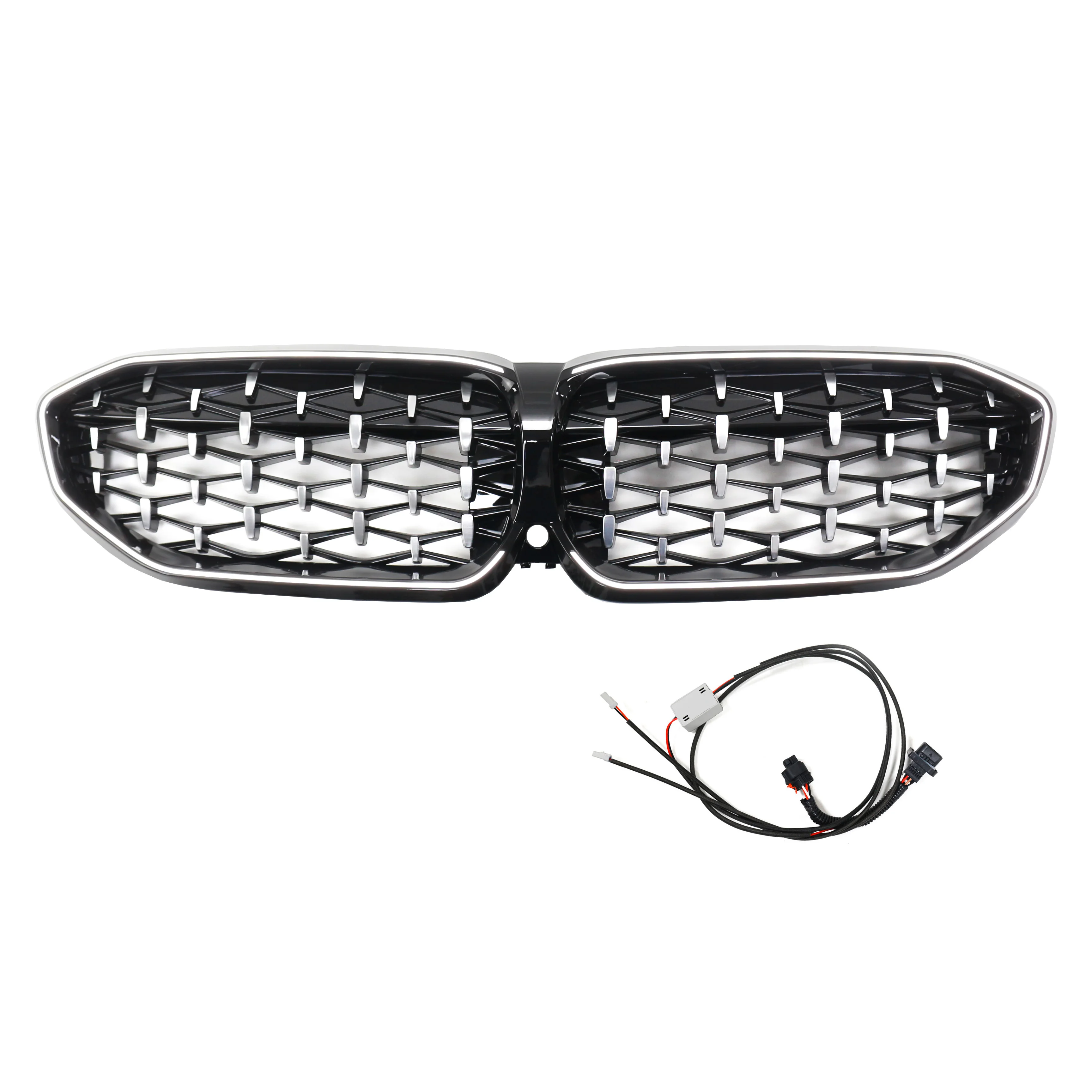 

Diamond Style Front Grille LED half silver Front Bumper Kidney Grill Racing Grill For BMW 3 Series G20 2019-2022