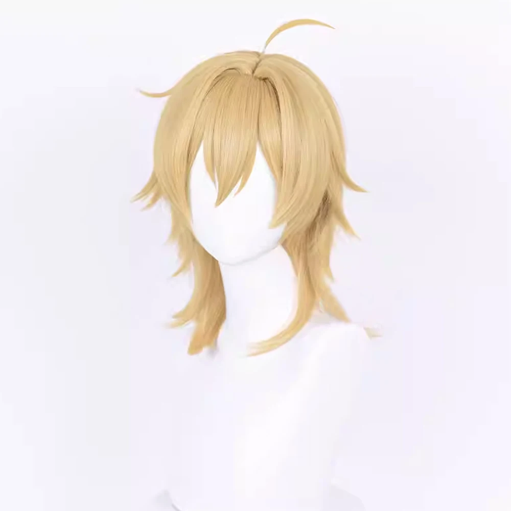 Vokuhila-Kopf, kurze, gerade, synthetische Perücke, blond, Anime-Spiel, Cosplay, flauschige Perücke, hitzebeständig, für die tägliche Party – Detail 4