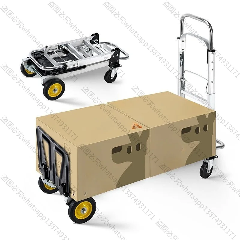 For Multi-functional Aluminum Alloy Flat Trolley, Handling Truck, Folding Portable Trolley, Luggage Cart, Telescopic Trailer