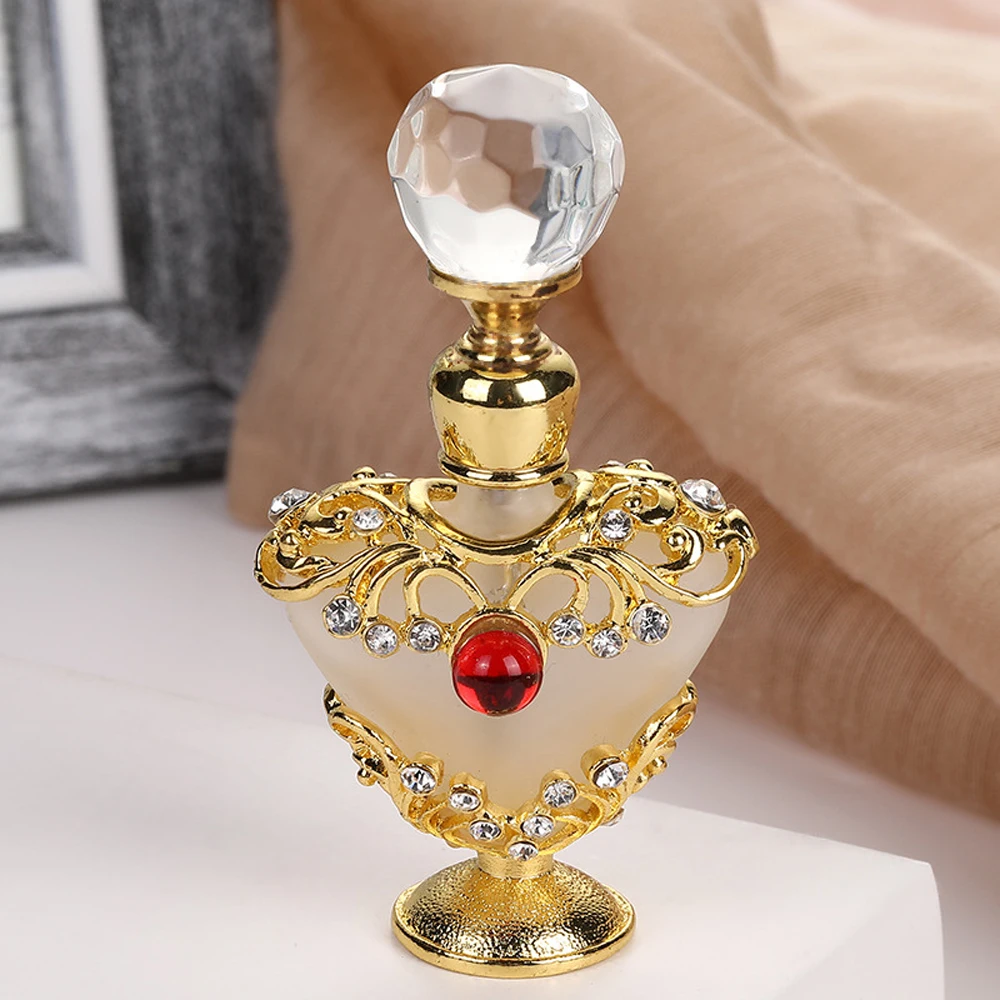 

5ml Heart-Shaped Vintage Perfume Bottle,Handmade Dubai Arab Style,Refillable Glass Bottle Mini Dropper for Perfume Essential Oil