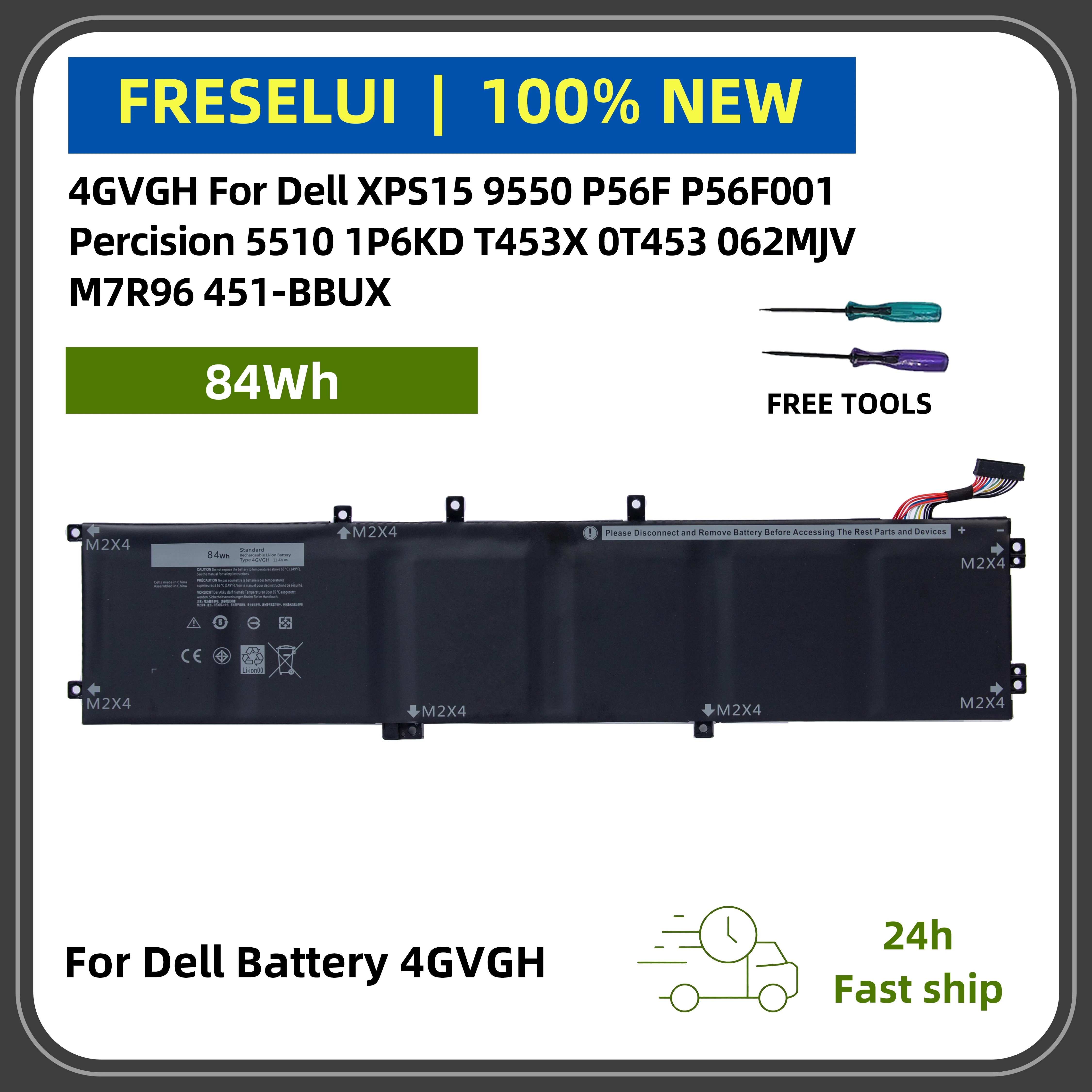 

FRLESUI 4GVGH High-Performance Battery For DELL XPS15 9550 P56F P56F001 Percision 5510 1P6KD T453X 0T453 062MJV M7R96 451-BBUX