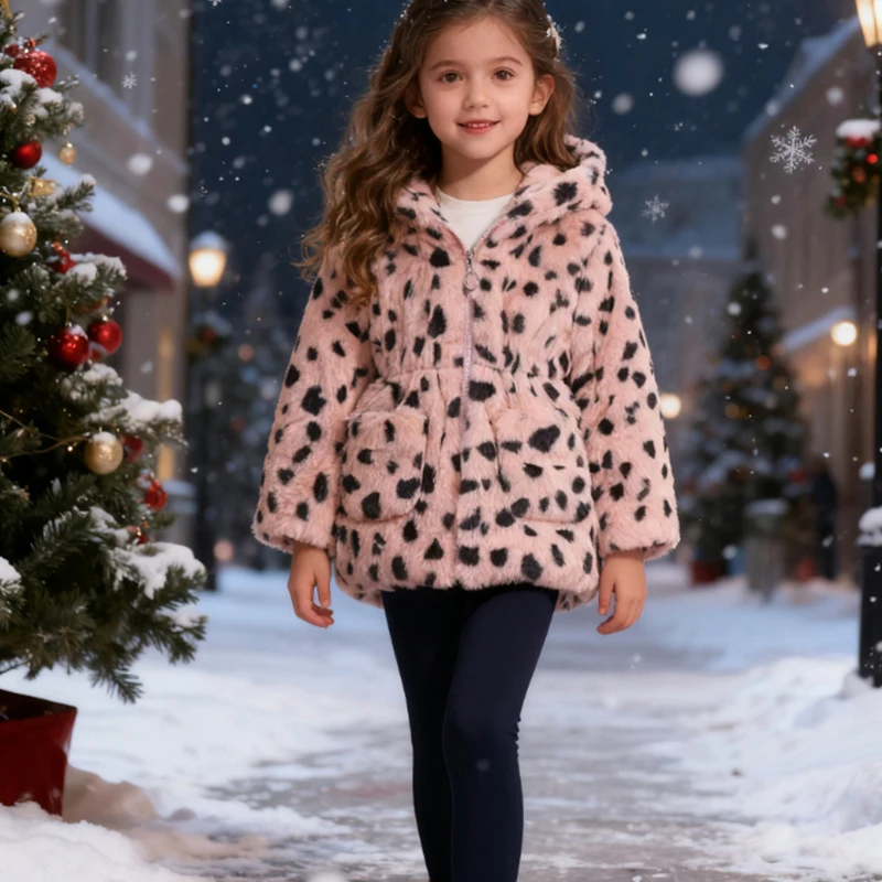 

Girls' Winter Clothes Fleece Hoody Jacket Coat Thicken Warm Winter Outwear Hoodie Casual Outerwear With Pocket Faux Fur Coat