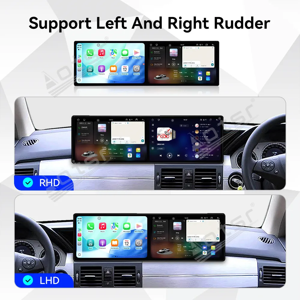 HD Dual Screen Car Radio For Mercedes Benz GLK X204 2009-2012 Car Multimedia Video Player GPS Navigation Carplay Unit Android 15