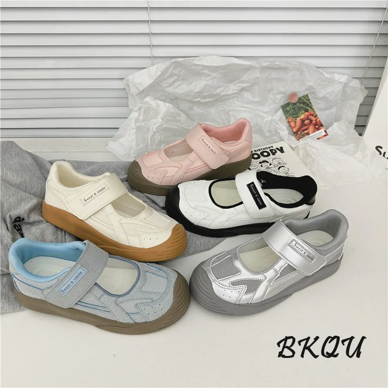 

BKQU Women Vulcanized Shoes Korean Version 2024 Summer Canvas Shoes Mesh Cloth Breathable Board Shoes All Match The Trend Silver