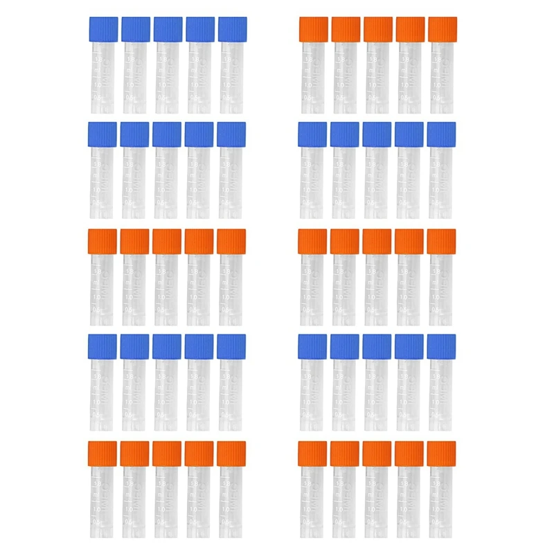 

500Pcs 1.8Ml Plastic Graduated 0.063Oz Cryovial Test Tube Sample Pipe With Seal Cap