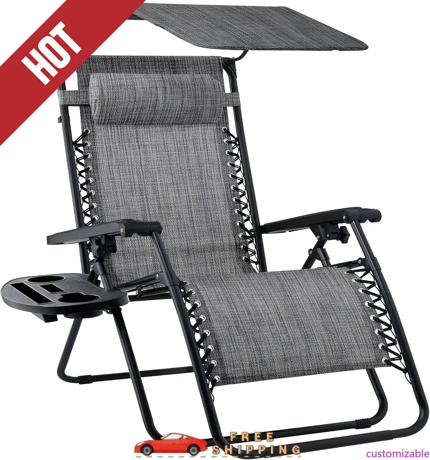 

Хит продаж: Настраиваемое складное кресло-шезлонг для улицы с функцией нулевой гравитации, регулируемым навесом, подголовником и боковыми карманами