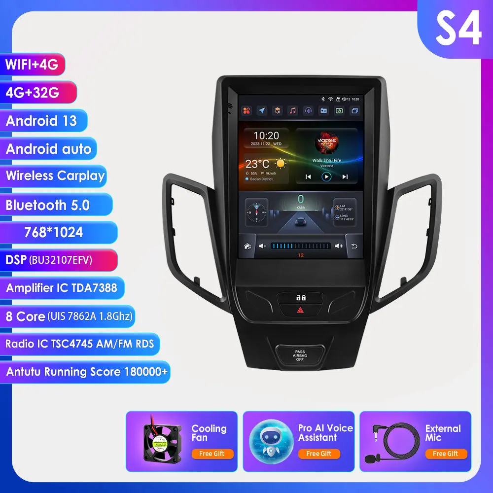 Hizpo 8Core DSP Auto Multimedia Speler voor Ford Fiesta MK7 2009-2016 Carplay 4G Autoradio RDS GPS WiFi AI Intelligente Systemen