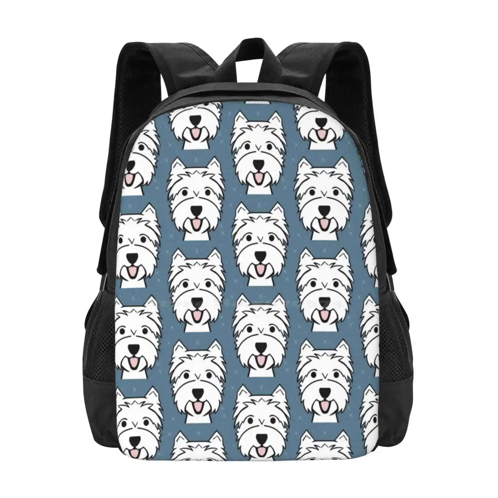

West Highland Terrier - Westies - Westie Dogs - Blue Hot Sale Schoolbag Backpack Fashion Bags Westies Westy White Dog Scottish