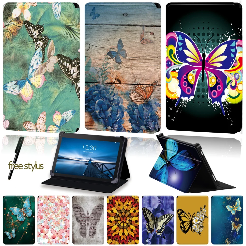 Universal PU Leather Flip Tablet Stand Case for Lenovo Tab E7 /Tab E8 /Tab E10 Anti-Dust Butterfly Print Series Protection Cover