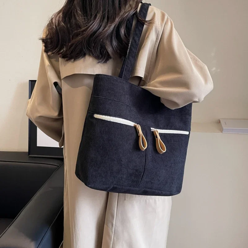 Women Tote Bags Corduroy Designer Bags Women Shoulder Bag Crossbody Bag for Women Purse and Handbags Сумка Женская Bolsa Bolso image 3