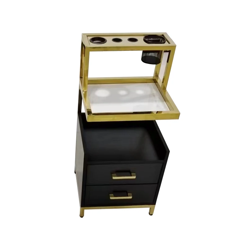 Heavy Duty Black&Gold Barber Equipment Beauty Salon Cabinet Barber Station