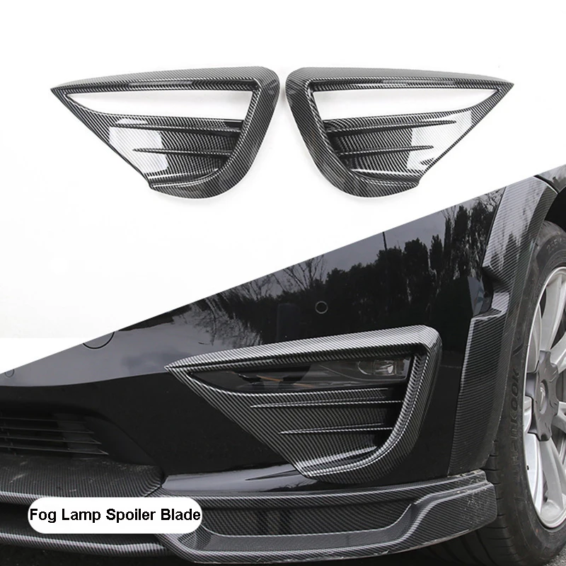 For Tesla Model Y Fog Lamp Spoiler Blade Trim Protective Cover Woof Tooth Wind Knife ABS Decoration Sticker Car Accessories