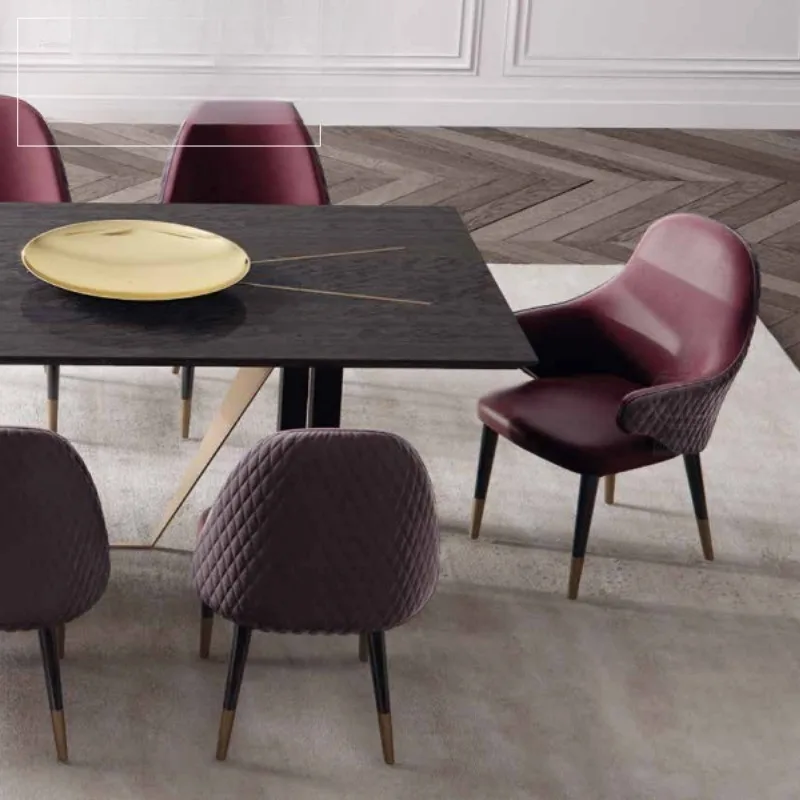 Italian simple dining chair modern simple microfiber leather backrest restaurant model room designer style dining table and chai
