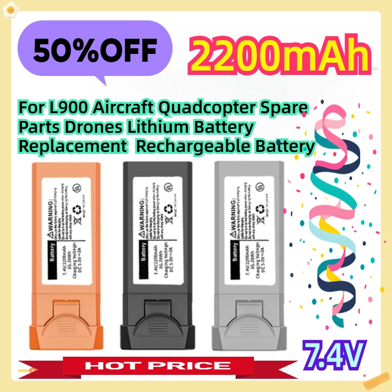 

For L900 Aircraft Quadcopter Spare Parts Drones Lithium Battery Replacement 7.4V 2200mAh Rechargeable Battery