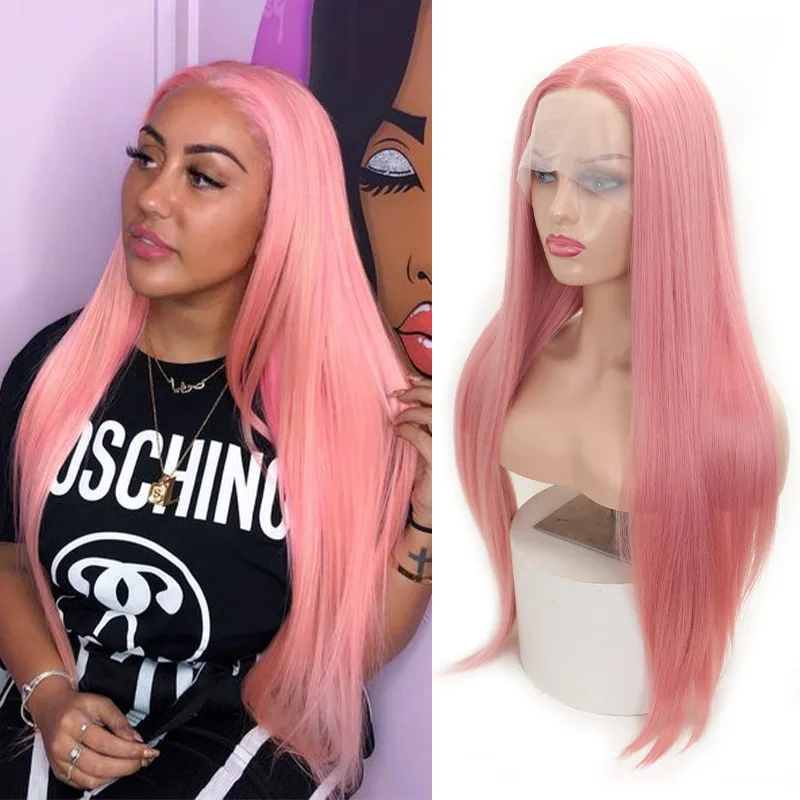 cheveux-synthetiques-de-style-europeen-et-americain-raie-13-4-1-bonnet-de-perruque-longue-et-lisse-en-dentelle-rose-de-30-pouces