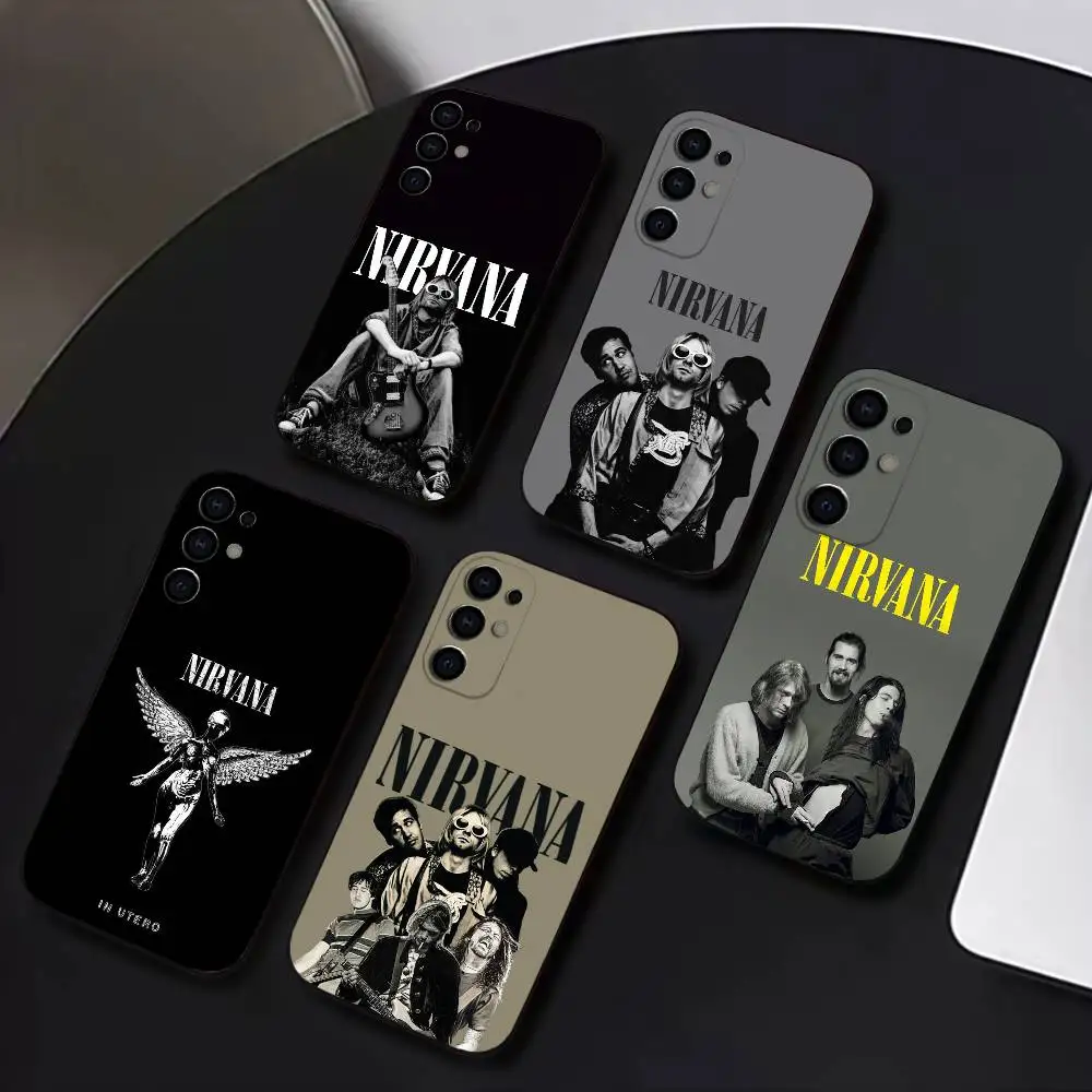 

N-NirvanaS Rock Band Phone Case For Samsung S25,S24,S21,S22,S23,S30,Ultra,S20,Plus,Fe,Lite,Soft Black Cover