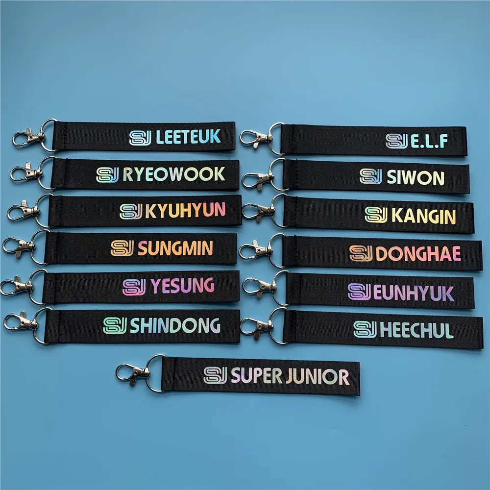 Kpop Super Junior Laser Phone cordino portachiavi nome Strape stampa Nylon corda borsa ciondolo accessori portachiavi YESUNG SIWON regalo