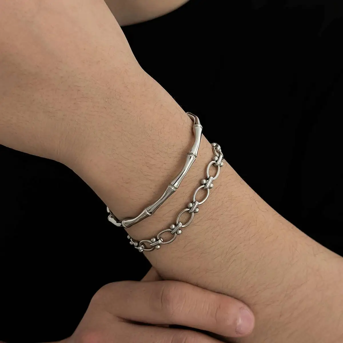 SHIXIN Minimalist Stainless Steel Cuff Bracelets Bangle Men Silver Color Waterproof Bracelet Wedding Couple Luxury Jewelry Gifts