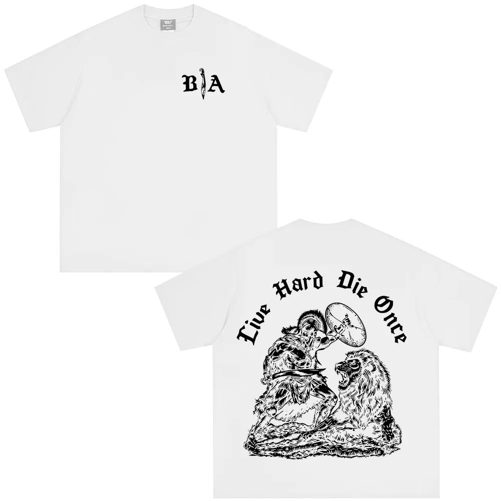 Die Once Brothers in Arms Double Sided Print T-shirt Men Women Clothing Casual pure Cotton Short Sleeves T Shirt Streetwear