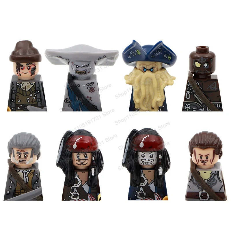 Figurines de films classiques Pirates des Caraïbes Jack Sparrow, accessoires de tête, blocs de construction, jouets pour enfants