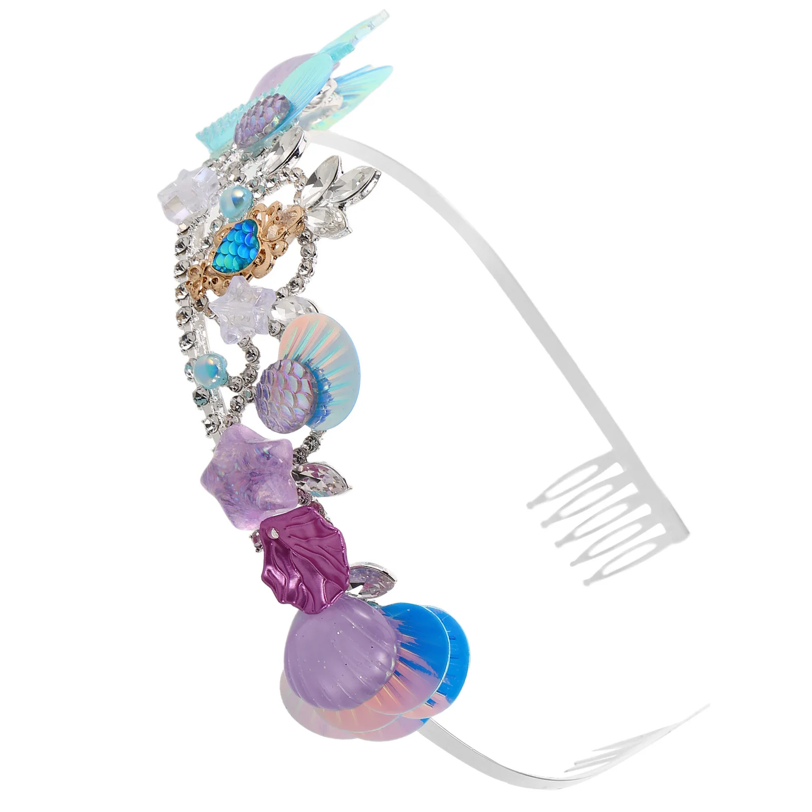 

Ocean Headband Mermaid Crown Seashell Fish Tail Design Comfortable Fit for Princess Party Birthday Events Mermaid Costume