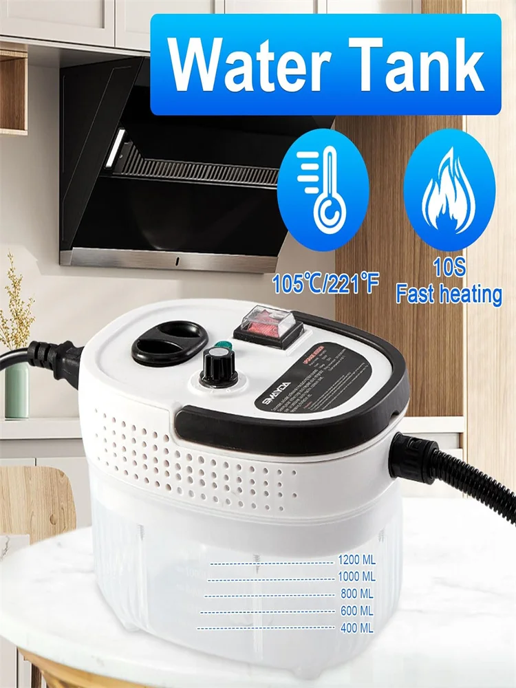 1200ml Steam Cleaner 2500W High Pressure Temperature Handheld Steam Cleaner For Home Air Conditioning Kitchen Hood Car Cleaning