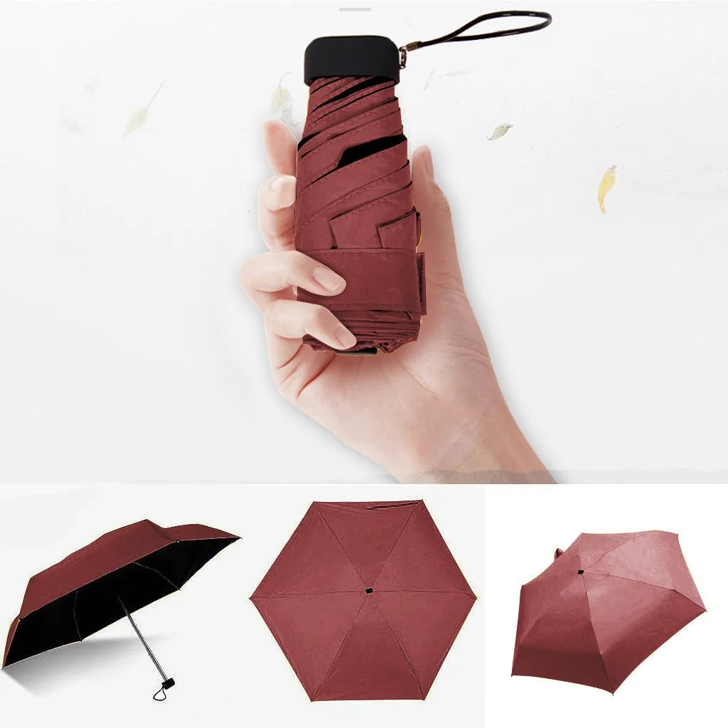 Mini Compact Pocket Umbrella for Women Flat Lightweight Umbrella Parasol Folding Sun Umbrellas Travel Sunshade Paraguas Mujer