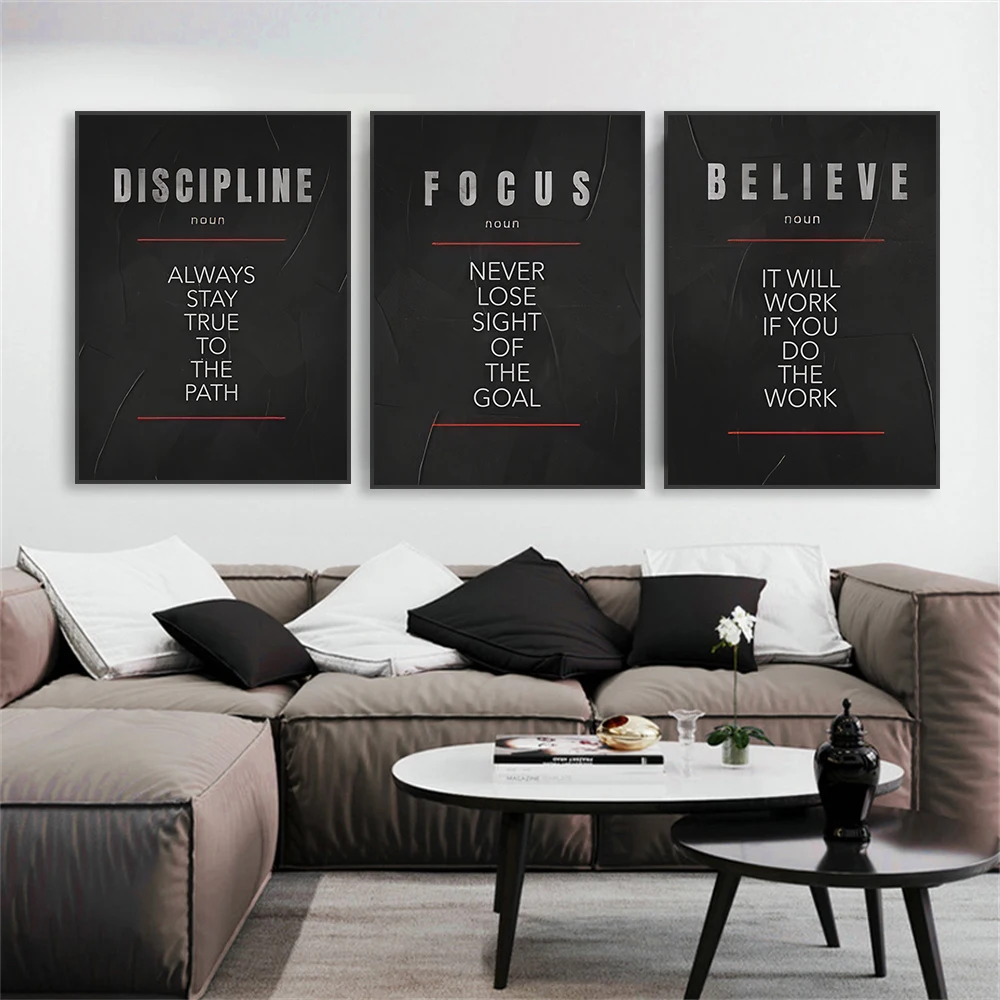 Modern Black Wall Art Poster Motivational Quote Poster Prints Canvas Painting Home Reading Room Decor Office Wall Decoration