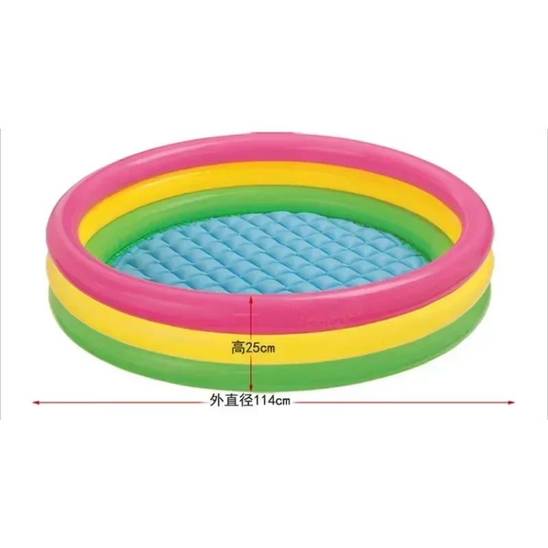 57422 Easy Set Glow Inflatable Pool Above Ground 3-Ring Kids Play Plastic Outdoor Swimming Pool