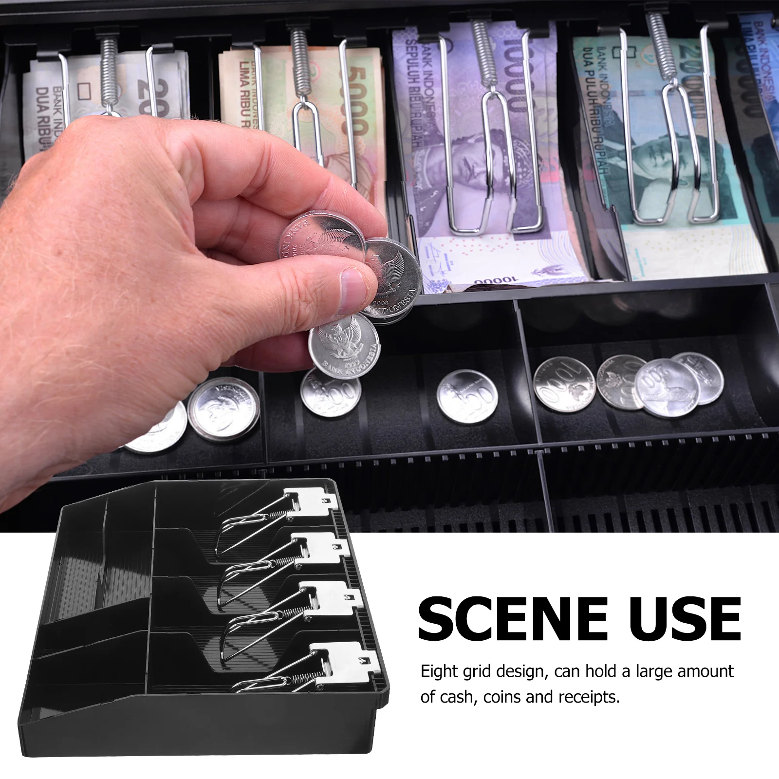 

Поднос для денежного ящика, пластиковый металлический стабильный органайзер для кассового аппарата с несколькими сетками для магазинов, касса в супермаркете