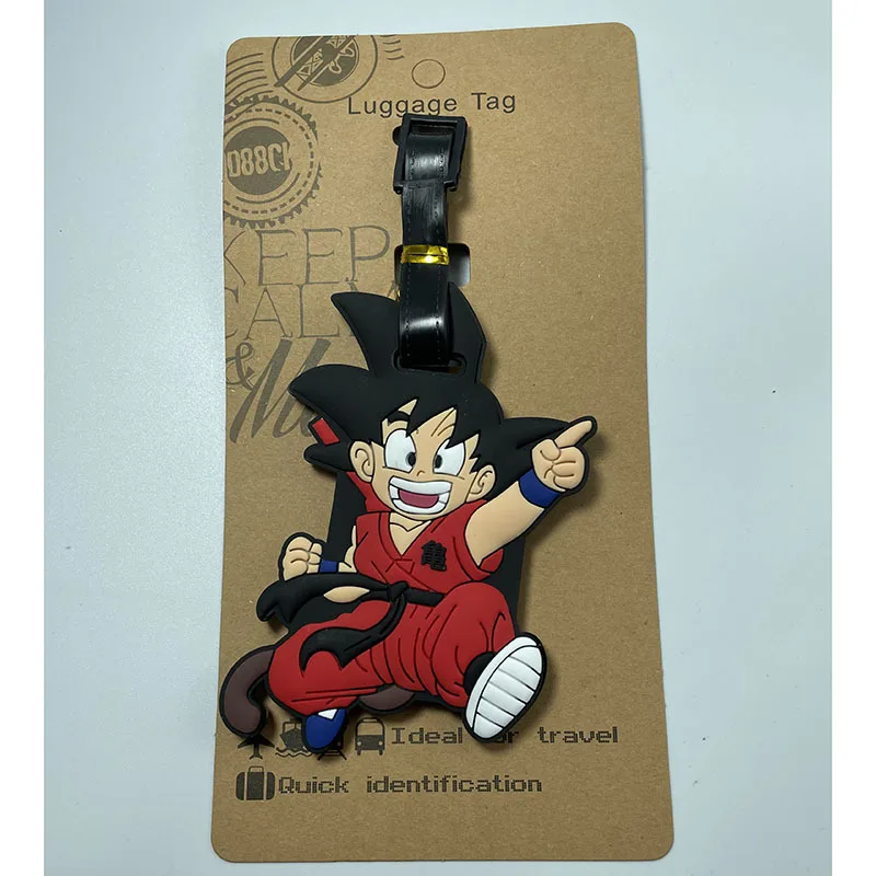 Anime Drachen ball Figur Sohn Goku Reisegepäck Cartoon Boarding Tag Anti-Lost tragbare Tasche Anhänger Dekor Kinder Geburtstags geschenk