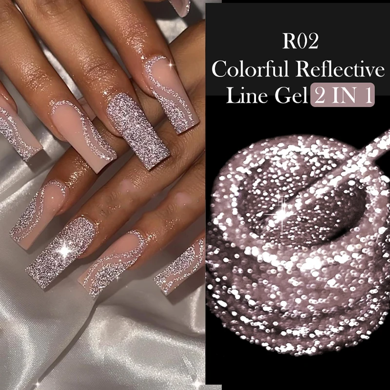 LIToxic-Verhéritage à Ongles Semi-continu UV Français, Gel de Peinture à Lignes Pailletées, Casting Glitter, Rose Gold, N64.Art, Rotterdam, 5ml