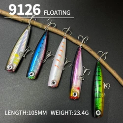 Señuelos de Pesca de superficie, cebo duro Artificial de fundición larga, 105mm, 23g