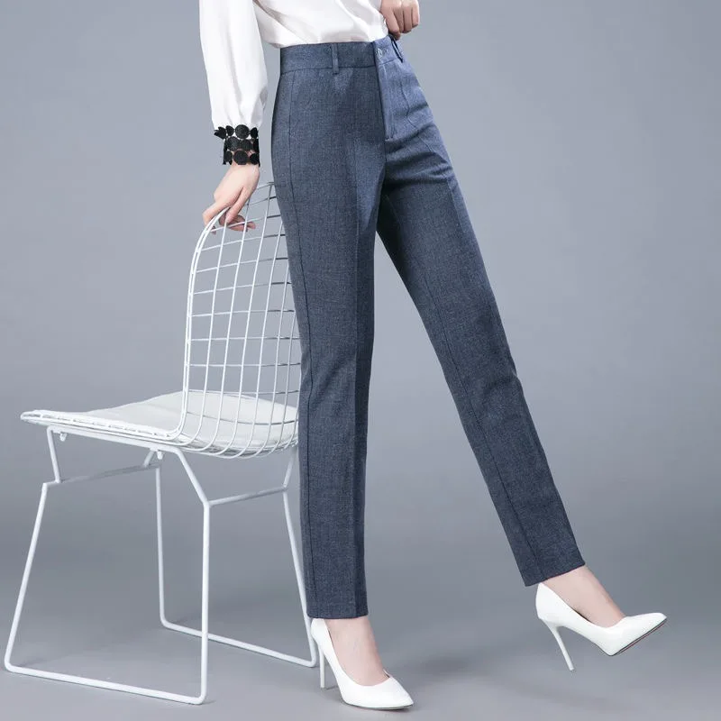 

New Formal Pencil Ankle-length Pants For Women High Waist Sweatpants Classic Pantalones Straight Chic Trousers fashion Spodnie