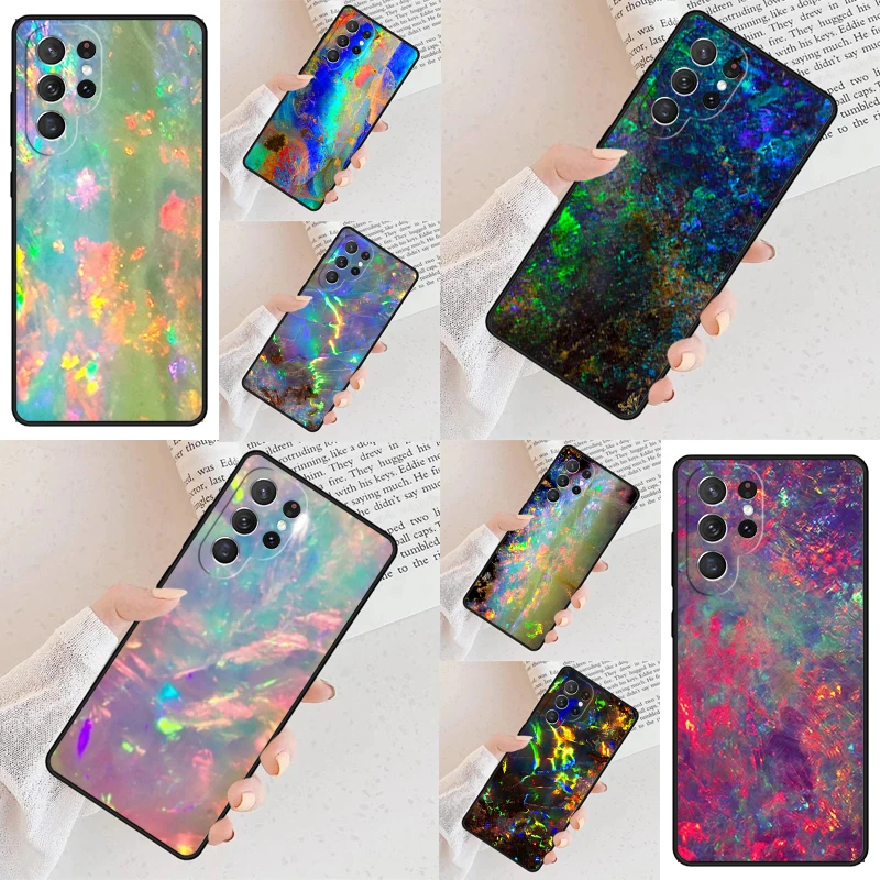 Opal Stone Iridescent Pattern Phone Case For Samsung Galaxy S24 S23 S22 S21 Ultra S10 Note 10 Pro S20 Plus FE S9 S8 Cover