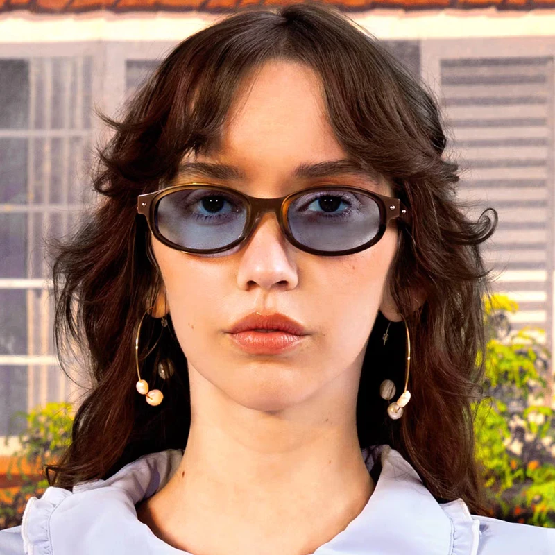 Candy Color Brand Outdoor Eyewear Fashion Oval Sunglasses Women 2024 Mi Nail Design New Stylish Trendy UV400 Protection Shades