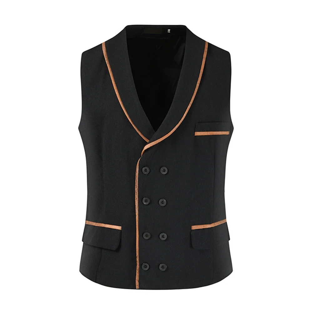 

Autumn Winter Men's Fashion Vest Double Breasted Formal Wedding Casual Suit Waistcoat Vests Tops