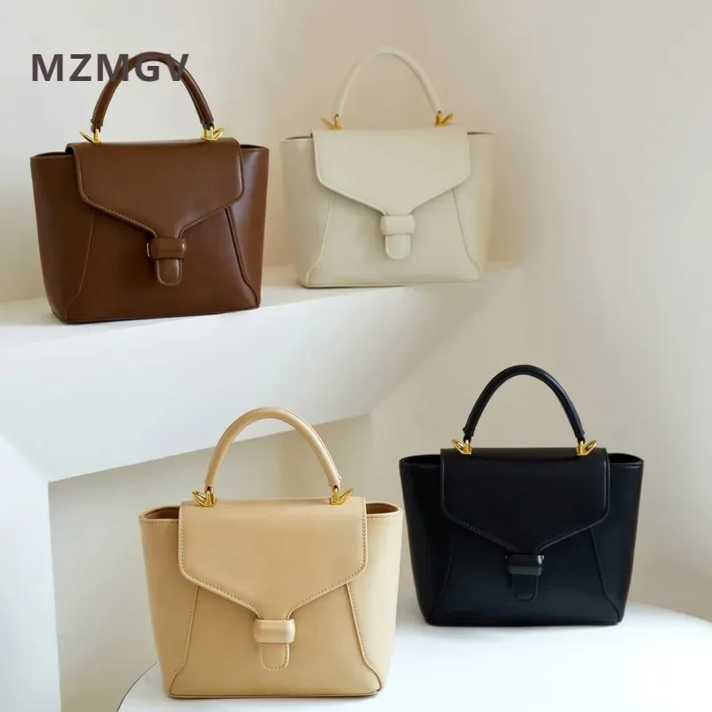 

Office Ladies Solid Color Pu Leather Vintage Handbag Simple Large Capacity Commuting Bag Designer Crossbody Messenger Bag 2025