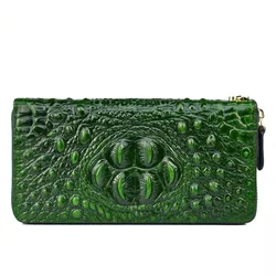 Crocodile Pattern Genuine Leather Woman Wallet Large Real Cow Leatther Purse 2026 New Luxury Alligator Ladies Clutch Bag