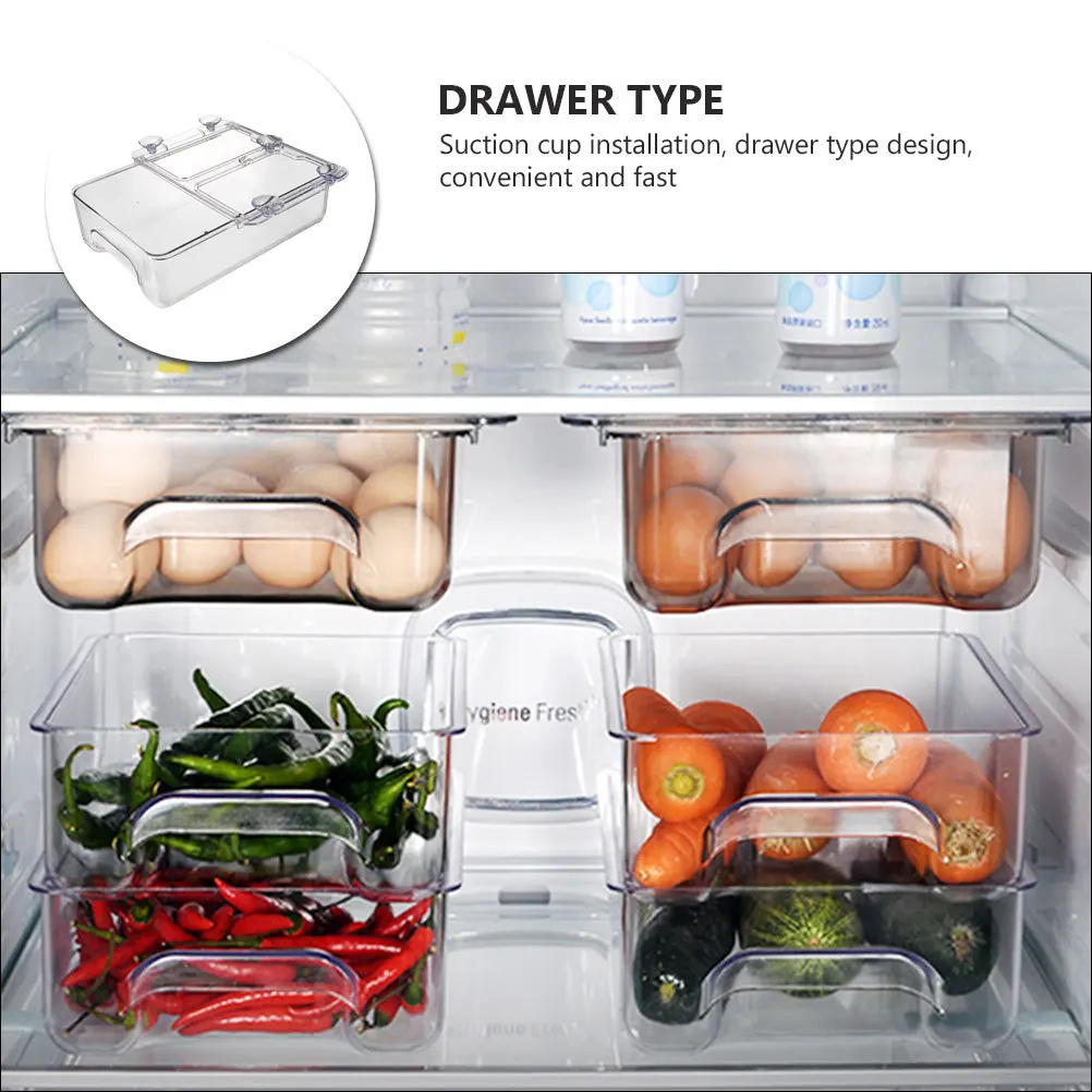 

1Pcs Refrigerator Egg Holder Food Storage Box Suction Cup Drawer-Type Stackable Preservation Container Fresh-Keeping Box