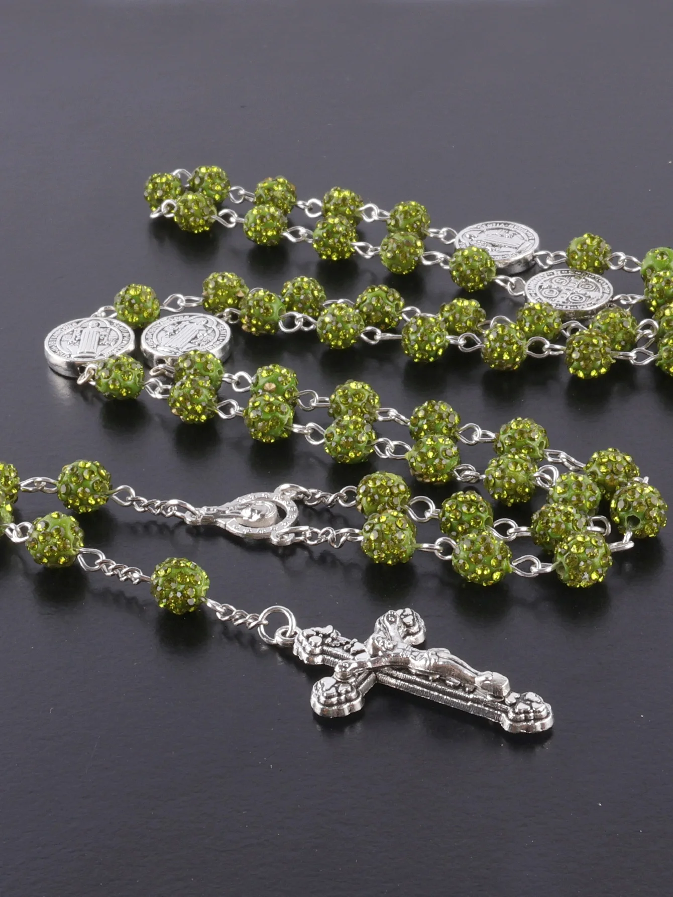 1 Stück Retro Klassischer Mehrfarbiger 8mm Runder Rosenkranz DIY Handgefertigtes Kreuz Religiöse Halskette Herren- und Damenschmuck Geschenk – Detail 6