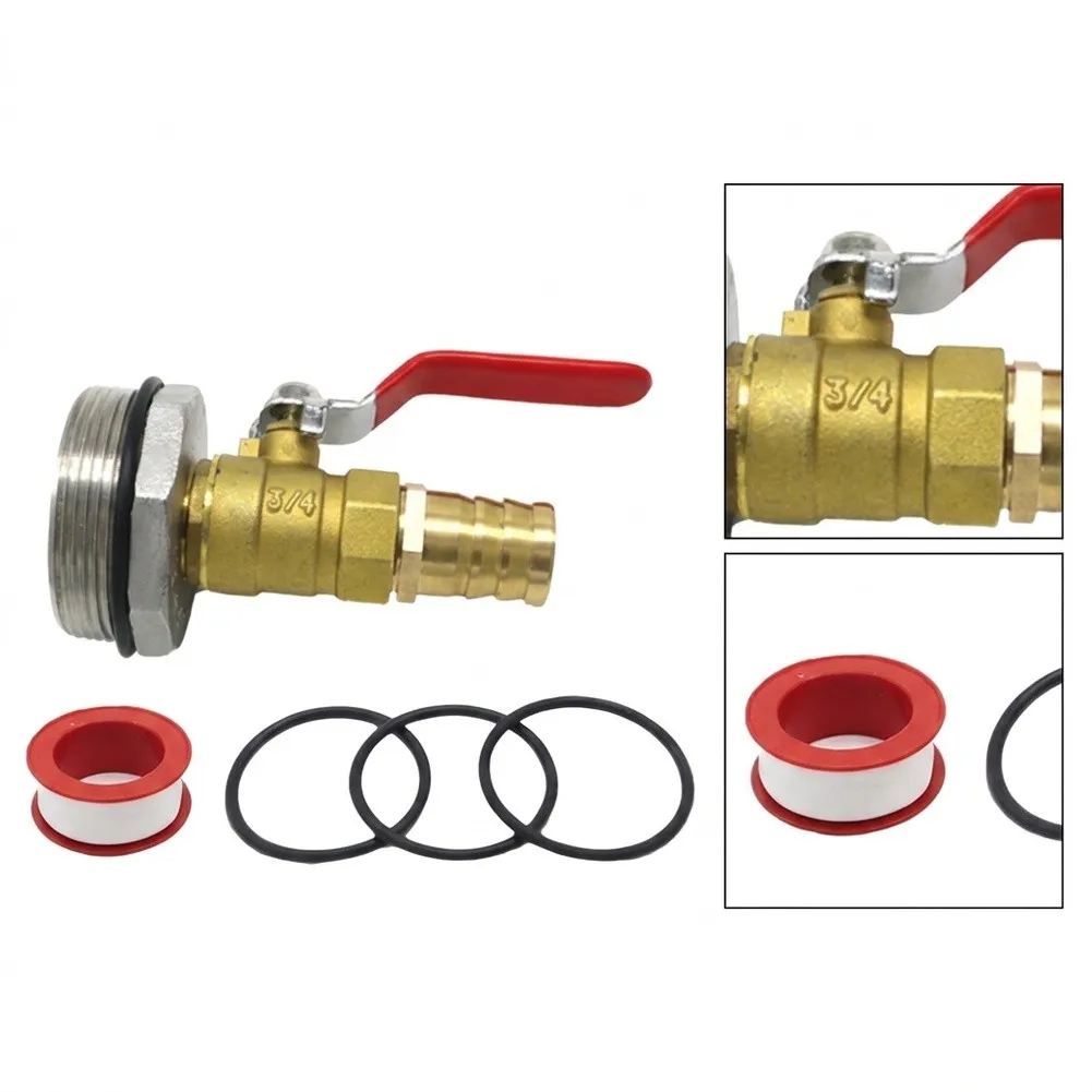 Leak Resistant Drum Faucet Spigot Kit with Brass Ball Valve Adapter Barb and Sealing Tape for 55 Gallon Drum Applications