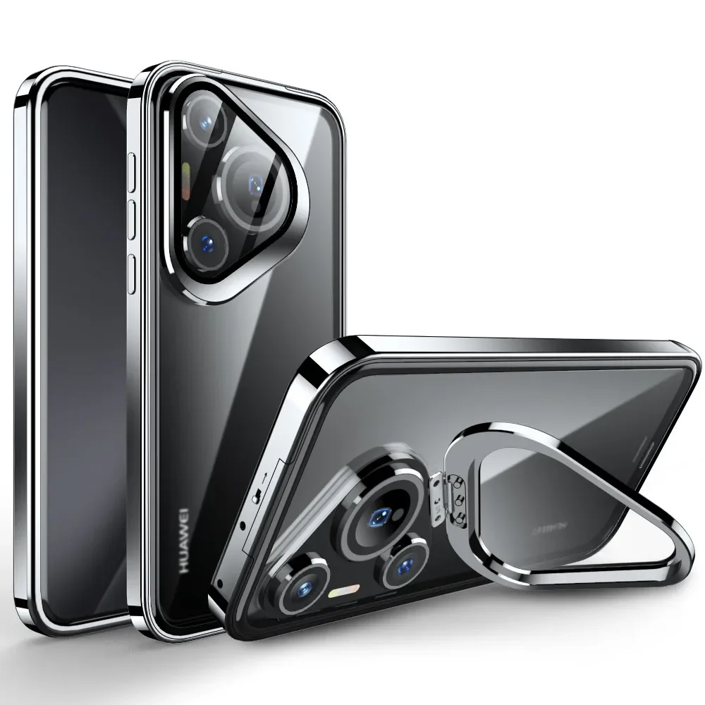 Luxury Aluminum Alloy Bumper For Huawei Pura 70 Pro Ultra Strong Frame Camera Ring Glass Snap buckle Holder Bracket Armor Cover